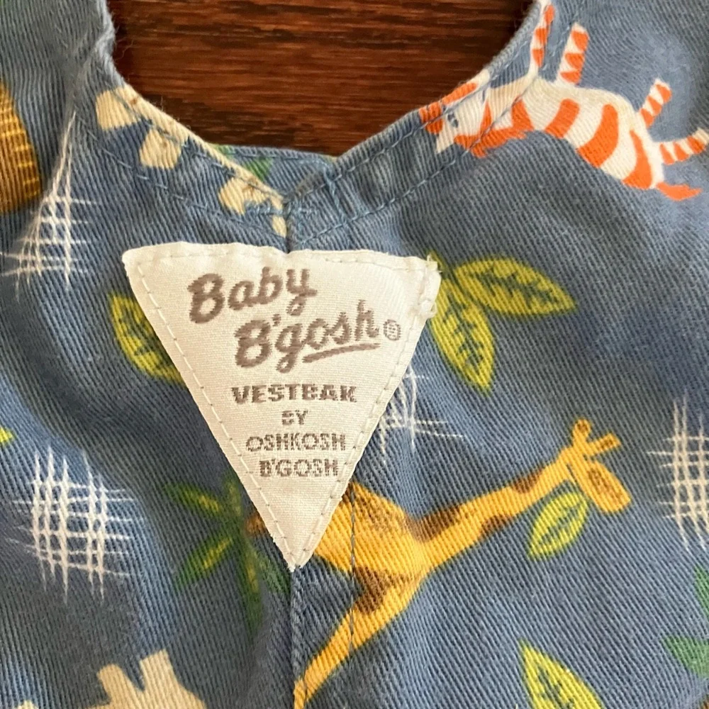 Vintage Y2K Oshkosh Jungle Animal Safari Print Overalls 24 mo